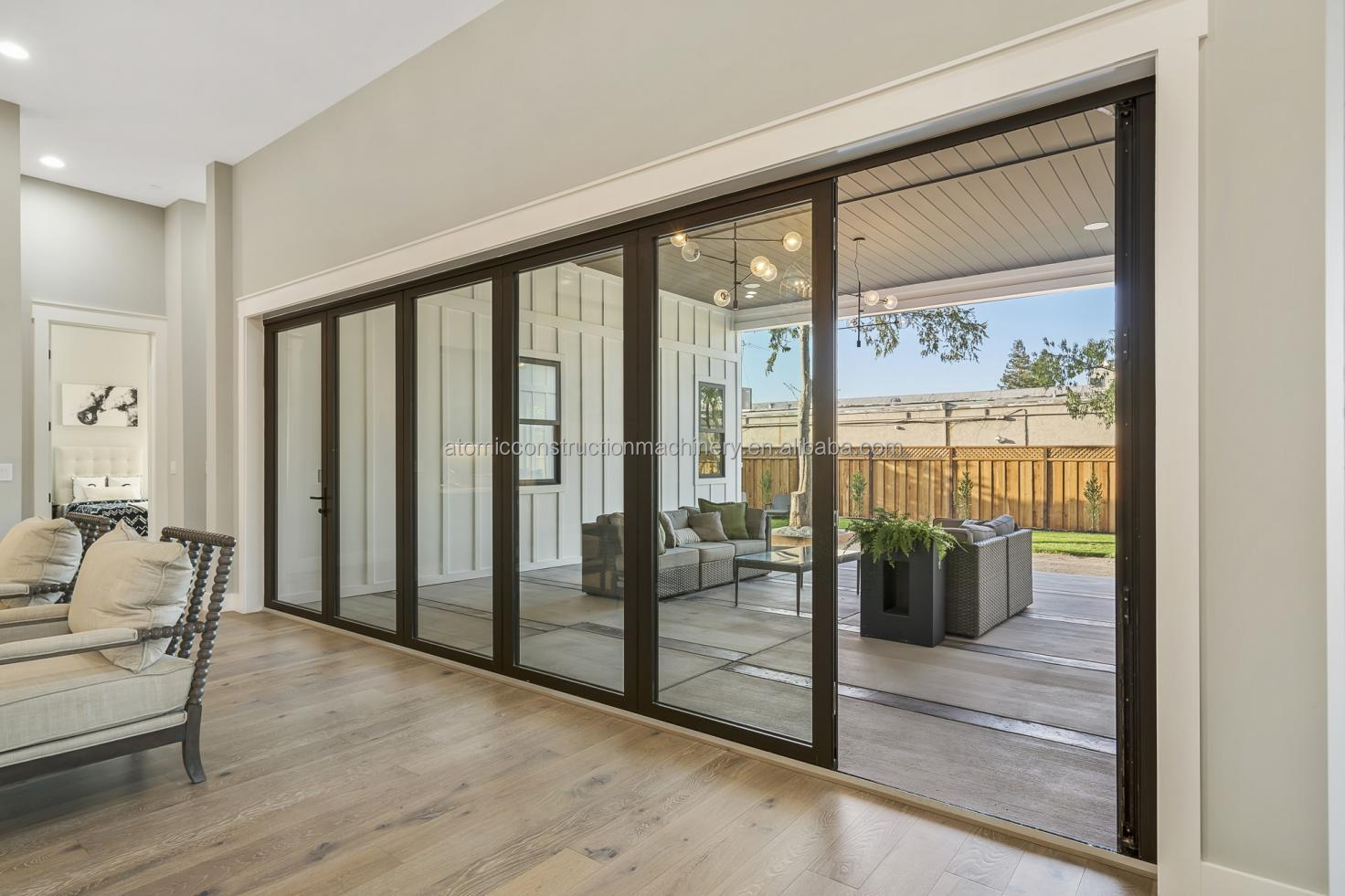 Modern Design Aluminum Sliding Door Double Tempered Glass Soundproof Waterproof Thermal Insulation for Apartment Mall Use