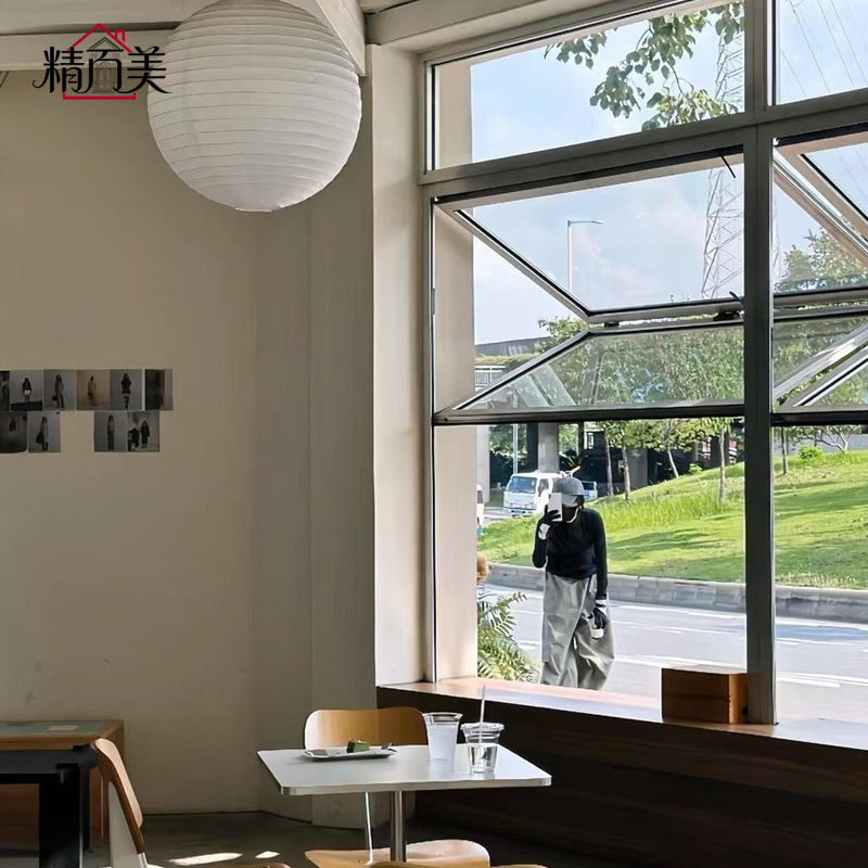 Shop Front Folding Window With Welded Aluminum Frame Glass Leaves Projecting Outward Modern Design Customized Size Wholesale