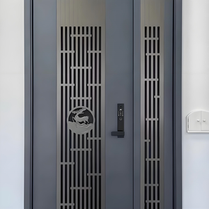 Modern Minimalist Design Aluminum Alloy Anti-Theft Entrance Security Door Double Door External Texture For Villa Hotel Use Ailuo