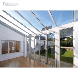 Fuson Modern Home Main Entrance Security Entry Front Doors Aluminum Patio Bi Folding Metallic Aluminum Glass Pivot Door