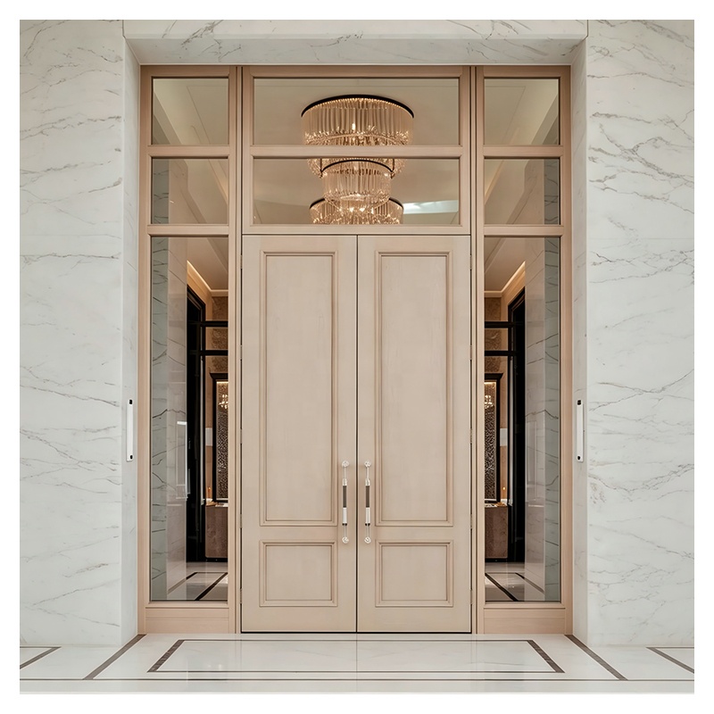 Luxury Black Frame Double Swing Indoor Thermal Insulation Waterproof Tempered Glass Aluminum French Door