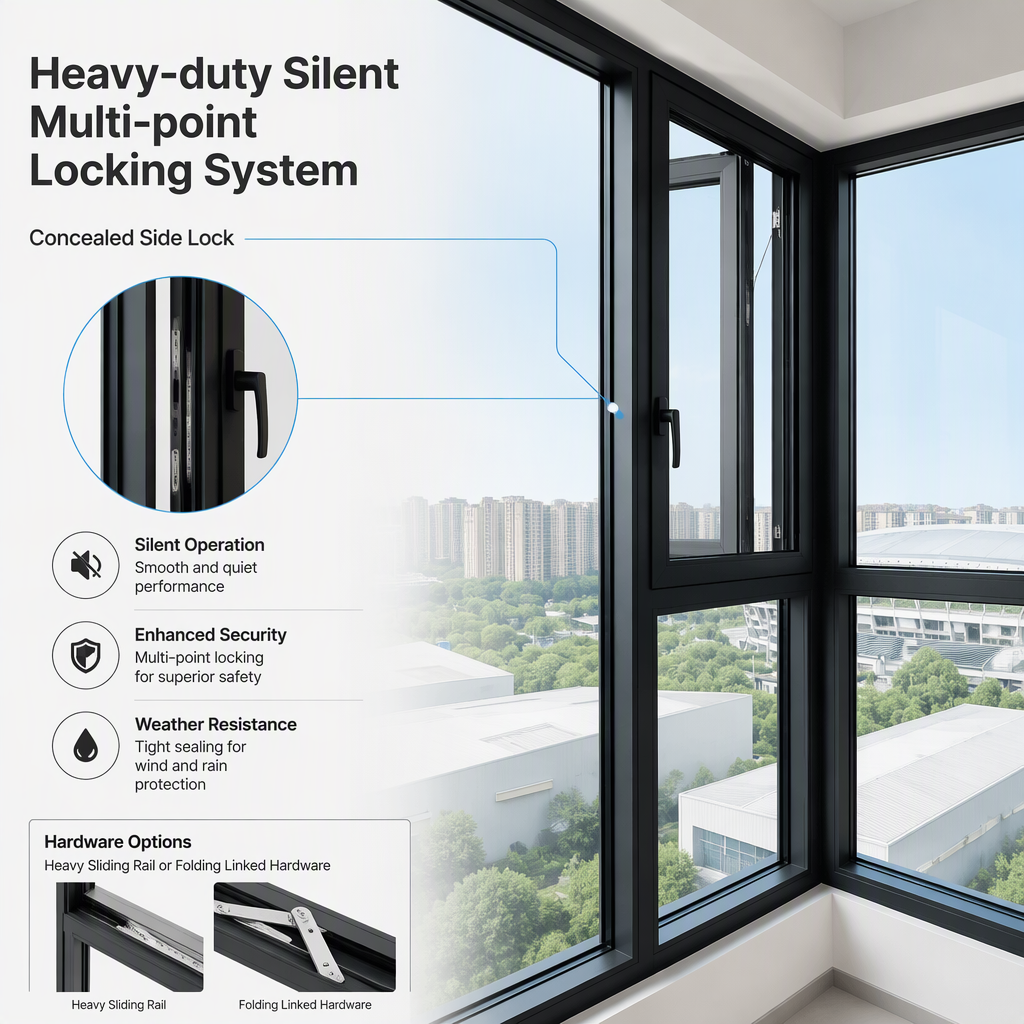 Thermal Break Aluminum Casement Window Sliding Door Panoramic Glass Window Custom Aluminum Window and Sunroom