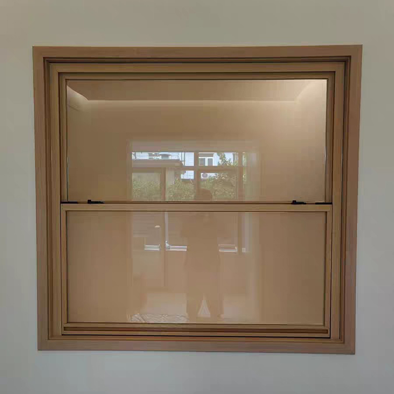 Modern American Double Hung Vertical Sliding Glass Window Durable Aluminum Alloy Frame Black Sash Soundproof Double Tempered