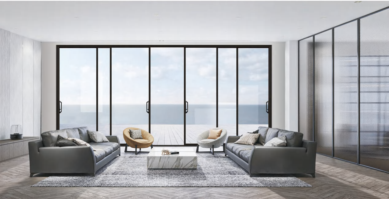 Modern Design Aluminum Sliding Door Double Tempered Glass Soundproof Waterproof Thermal Insulation for Apartment Mall Use
