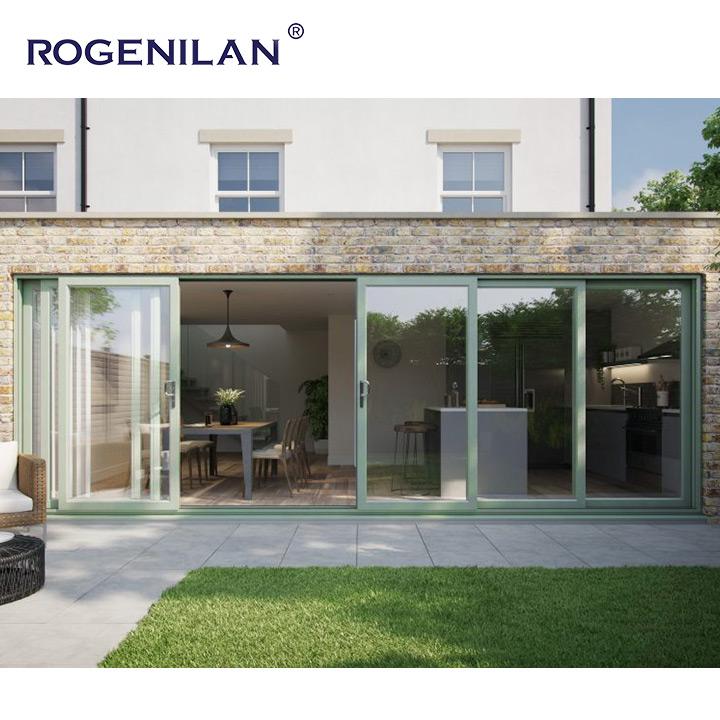 ROGENILAN Custom Aluminum Heavy Duty Double Glass Outdoor Patio Sliding Doors Thermal Break Lift and Slide Door for Houses