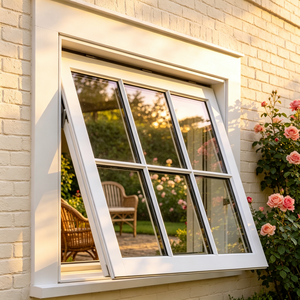 Window Aluminum Glass Slim Bevel Top Hung Modern Facade Anthracite Frame