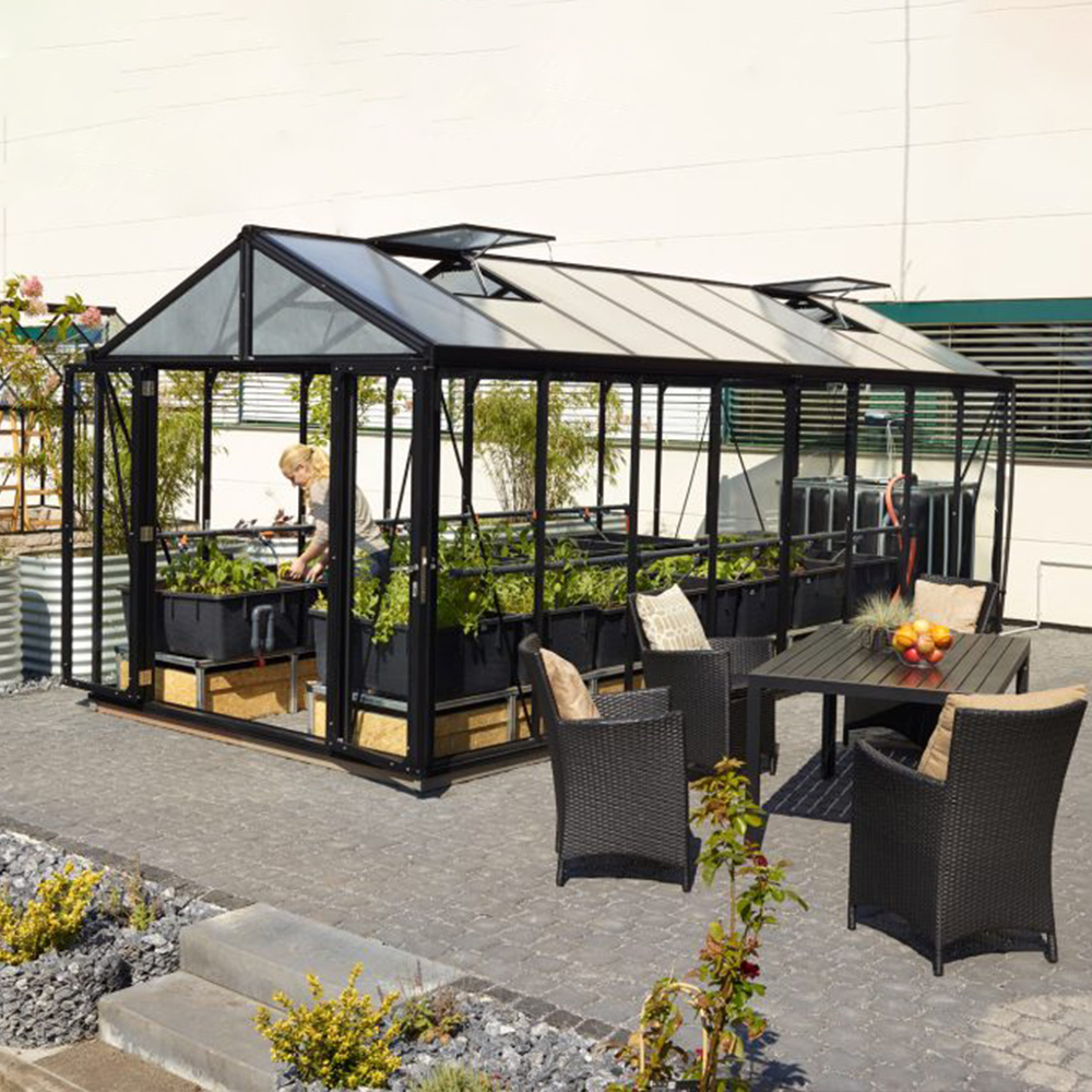 6x12ft With Ventilation Window, Sliding Door, Backyard Aluminum Greenhouse Garden Greenhouse Glass Sun Room