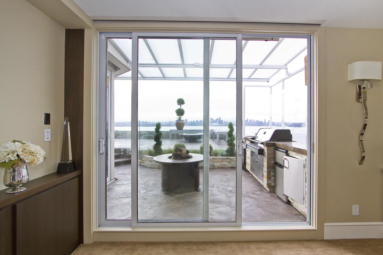 Aluminium Sliding Doors Interior Soft Close Black Frame 4 Panel Indoor Sliding Glass Doors