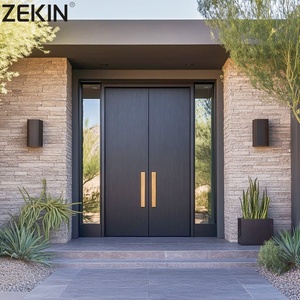 ZEKIN Aluminum Double House Front Entry Luxury Glass Door Anti-theft Front Entry Double Exterior Doors Double Entry Door