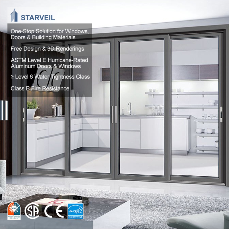 Industry Leader Supplier Modern Sliding Doors Double Glazing Aluminum Clad Door Residential Exterior &amp; Interior Use Glass Doors