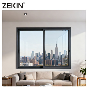 ZEKIN Frosted Transparent Small Arch Double Glazed Slider Sliding Double Tempered Glass 3 Tracks Sliding Windows for Home