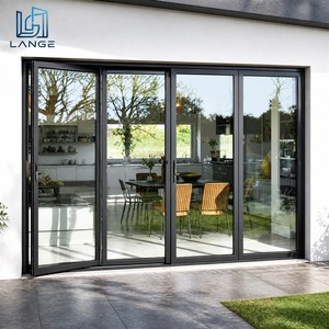 LANGE Aluminium Exterior Doors Wood Grain Transfer Coated Weather Resistant UV Coated Panel for Residential Units