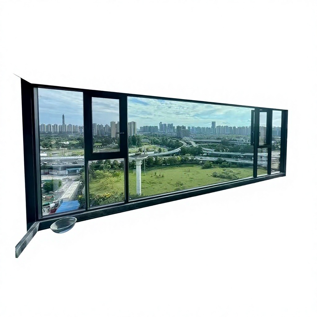 Thermal Break Aluminum Panoramic Corner Window 270 Degree Curved Corner System Window Custom Glass