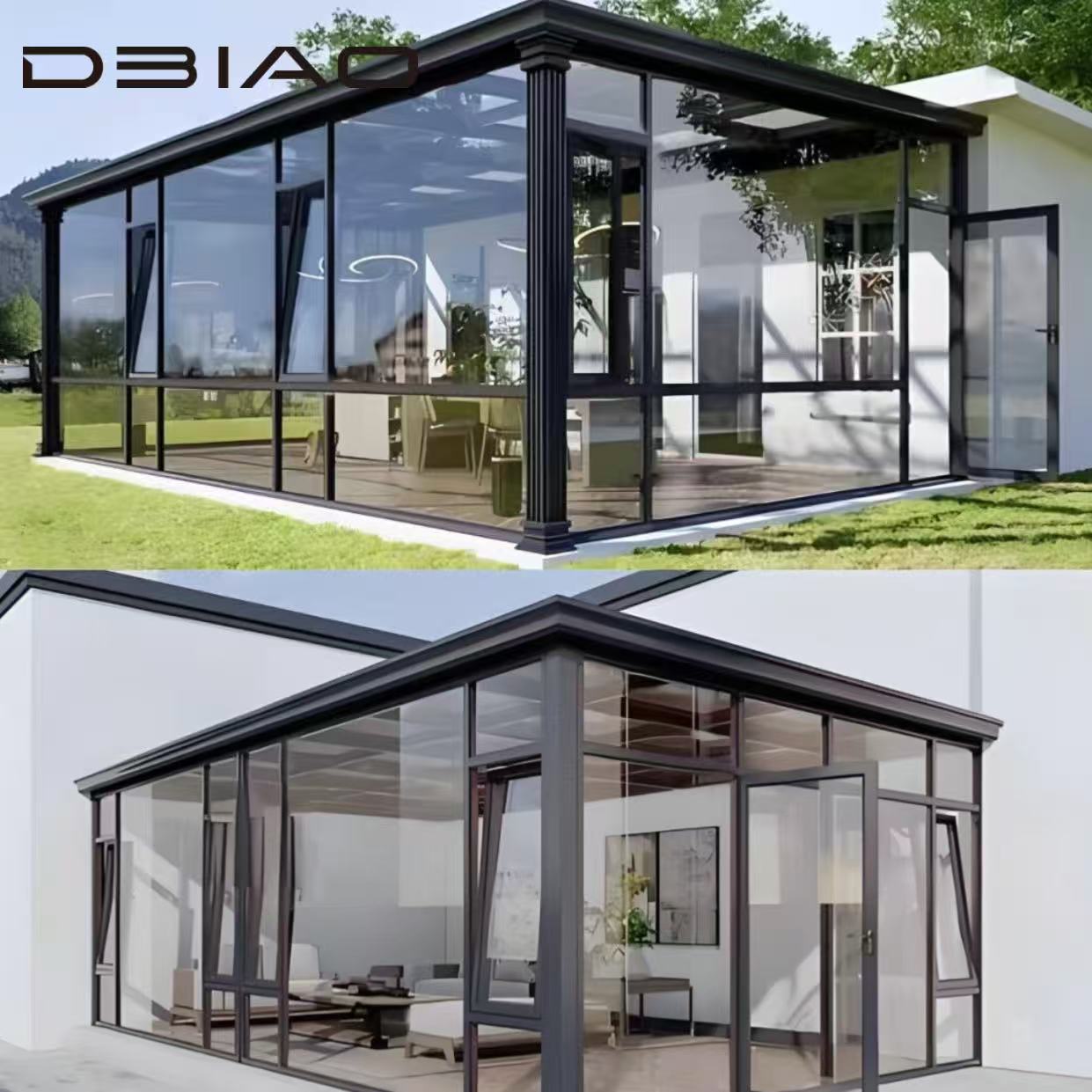 Customized Modern Eco-friendly Aluminum Alloy Double Tempered Glass Sunroom Customized Colors for Residential Apartment Outdoor