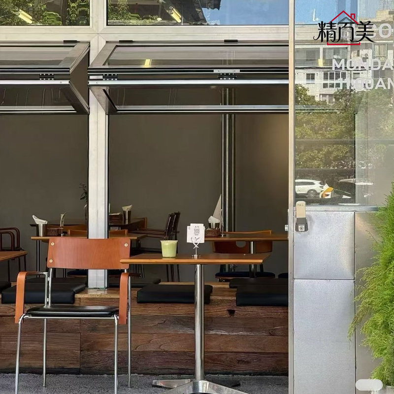 Shop Front Folding Window With Welded Aluminum Frame Glass Leaves Projecting Outward Modern Design Customized Size Wholesale