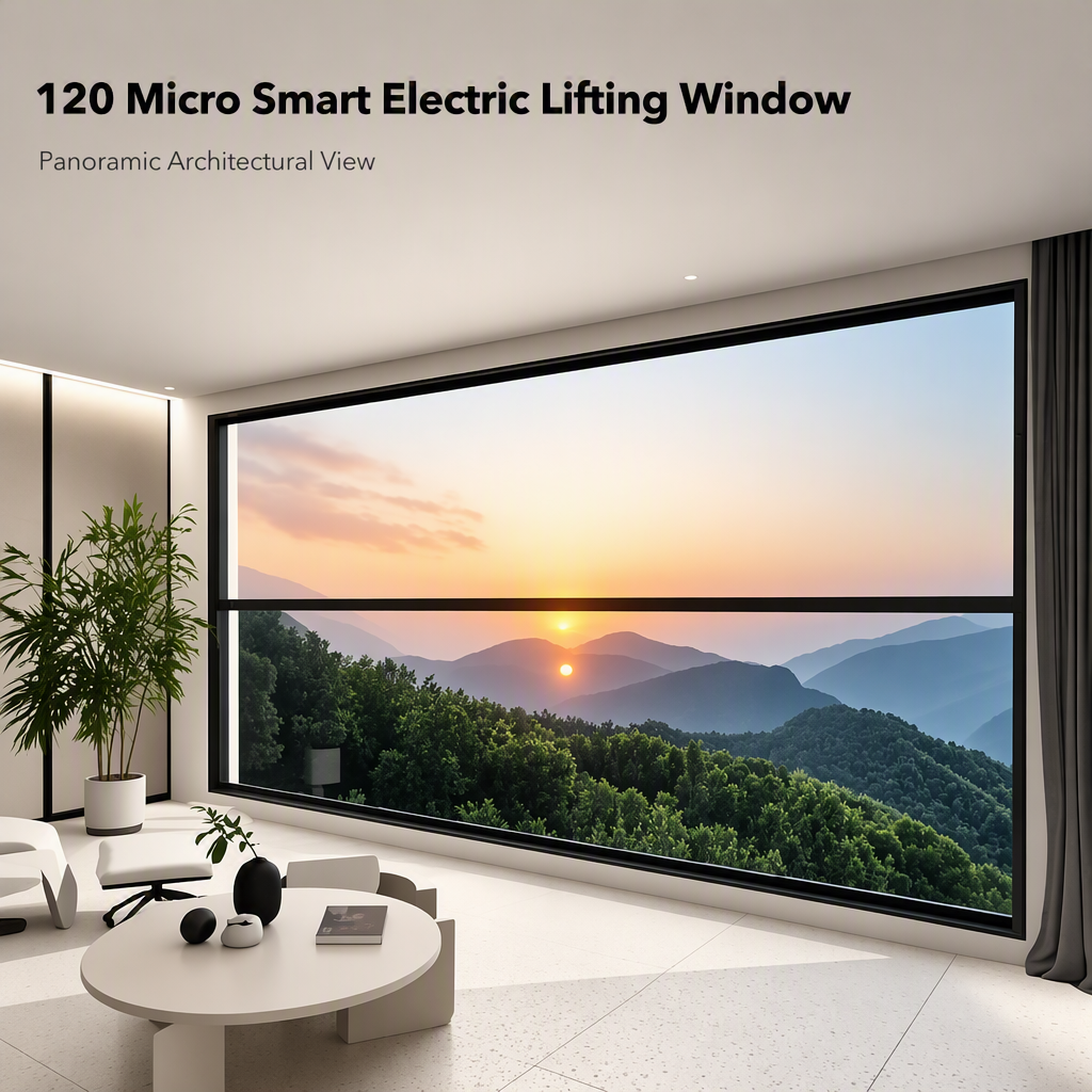 Black Aluminum Alloy Smart Electric Lifting Sliding Window Large Glass Roof Window for House