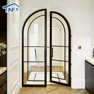 Custom Slim Aluminum Framed Crittall Style Arched French Doors
