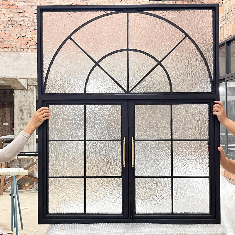 French-style Swing Aluminum Alloy Soundproof Casement Window Arched Lattice Skylight Partition for Bedroom Study Home Use