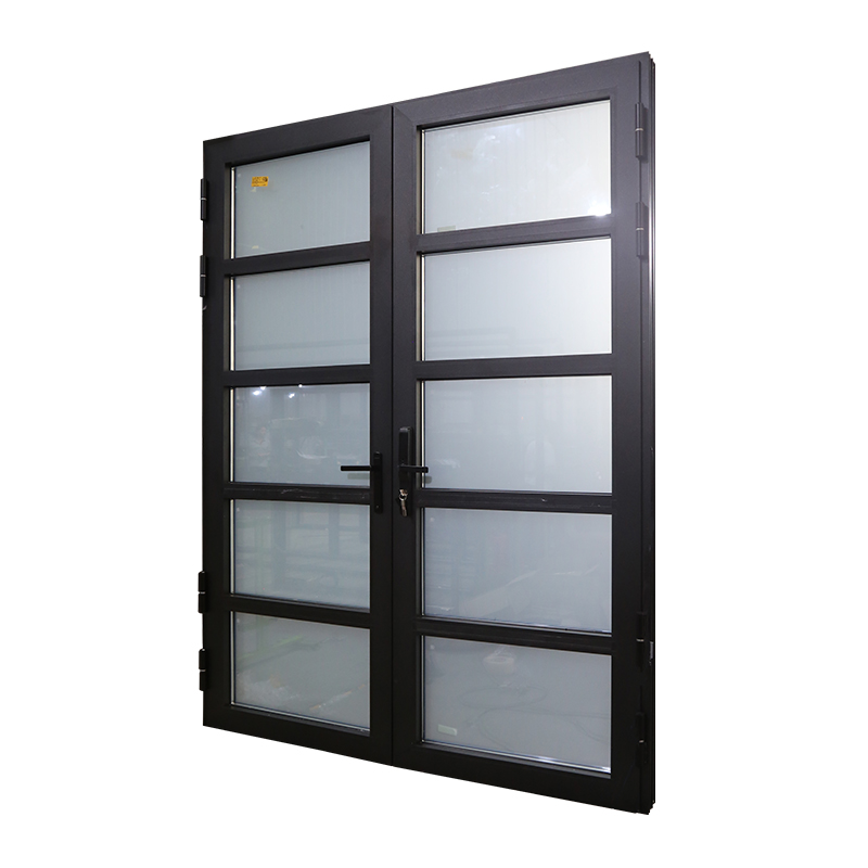 Hihaus New Exterior Black Aluminum Energy Efficient Double Glass French Door