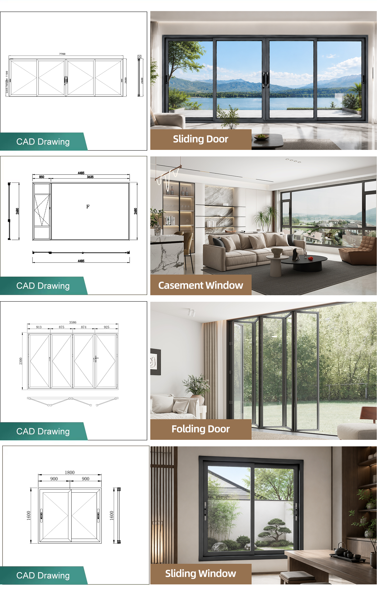 AOSTTER Wood Grain Aluminum Sliding Window with Tinted Safety Glazing and Quiet Glide Rollers for Apartment Balcony