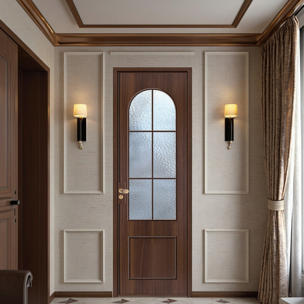 Modern Waterproof Interior Bathroom Door for Villa Bedroom and Laundry American Style Aluminium Glass Door with Customized Size