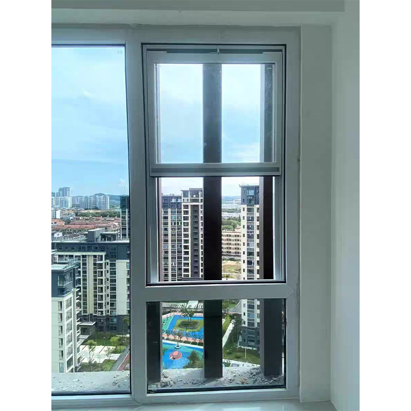 Modern American Double Hung Vertical Sliding Glass Window Durable Aluminum Alloy Frame Black Sash Soundproof Double Tempered