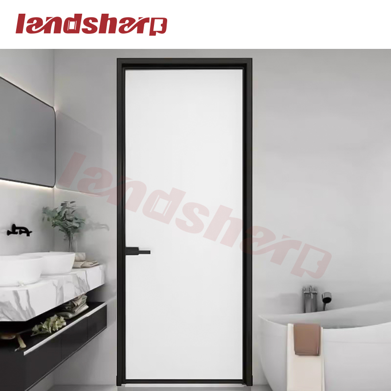 Landsharp New Design Bathroom Narrow Frame Casement Aluminium Interior Glass Door Aluminium Toilet Metal Entry Door