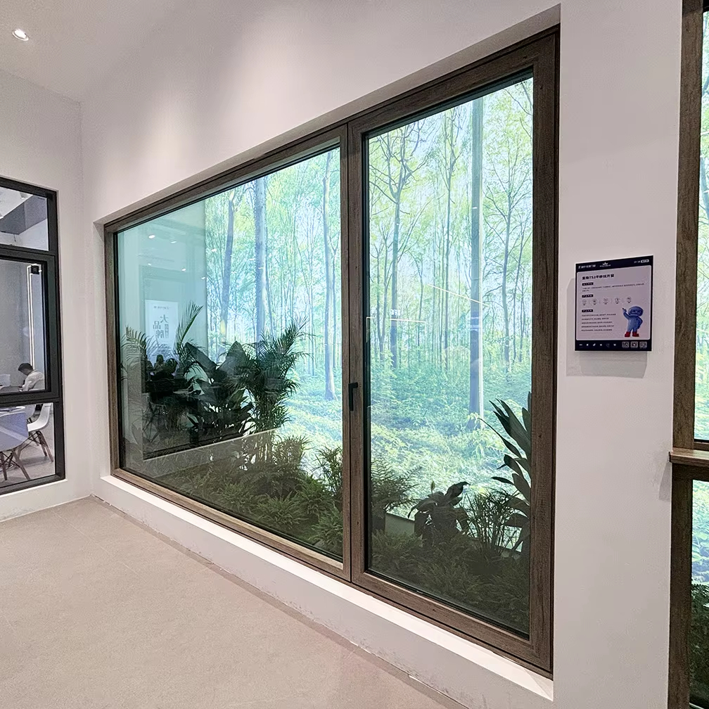 Fuson Aluminum Alloy Drift Bay Windows Flat Opening Inner Inverted Drift Soundproof Glass System Broken Bridge Sliding Window