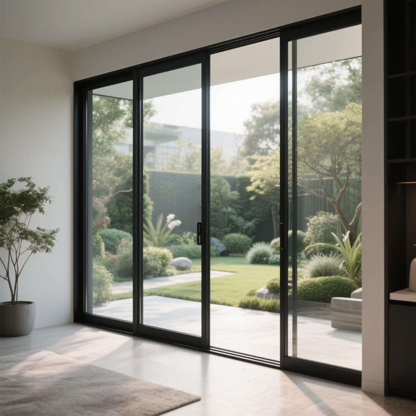 Modern Slim Frame Aluminium Sliding Patio Doors Double Glazed Sound Insulation Premium Design Slide Aluminum Door For Hotel Use
