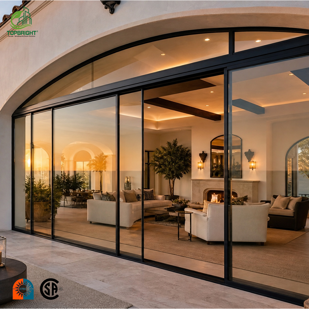 Topbright Custom Aluminum Patio Balcony Slide Doors Double Tempered Glass Door Aluminum Sliding Patio Doors for Residential Home