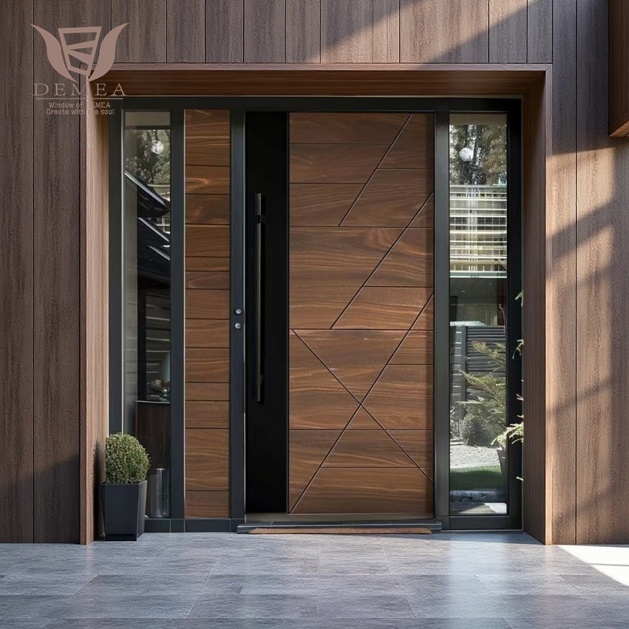 DEMEA Premium Thermal Break Aluminum Entry Door with Smart Lock - Customized Casement Design for Villa Apartment Security