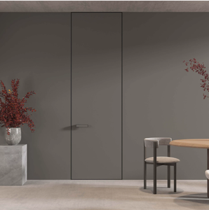 Modern Minimalist Invisible Aluminum Flush Door Assembly Finished Interior/Exterior Door Fiberglass Screen Netting Bathrooms