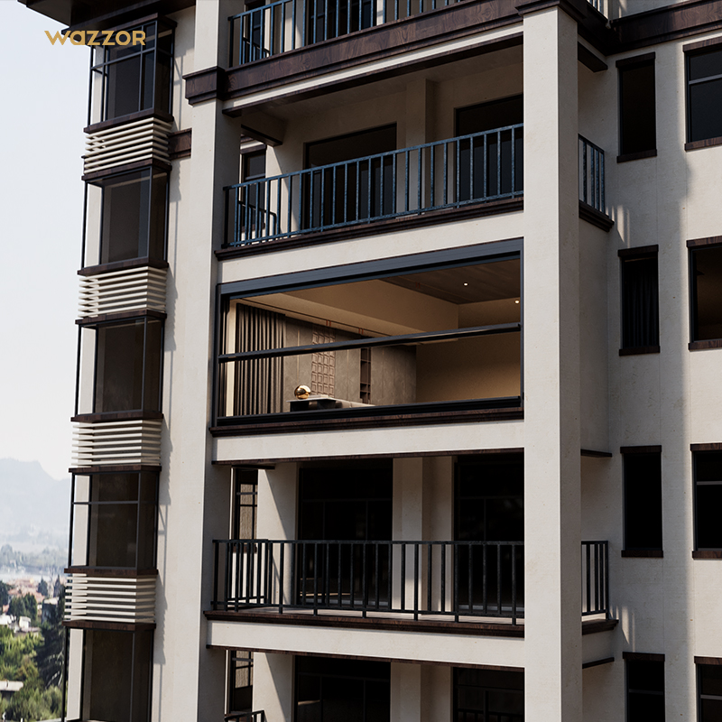 Wazzor Thermal Break Window Wholesale American Style Aluminum Double Hung Window Sash Lift up Vertical Sliding Window