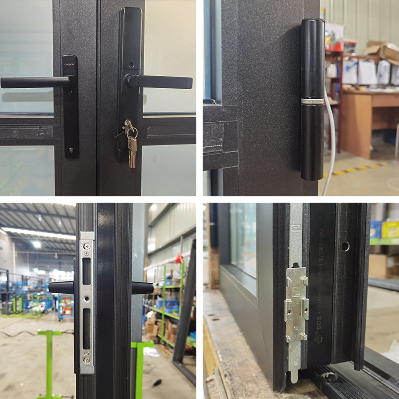 Hihaus New Exterior Black Aluminum Energy Efficient Double Glass French Door