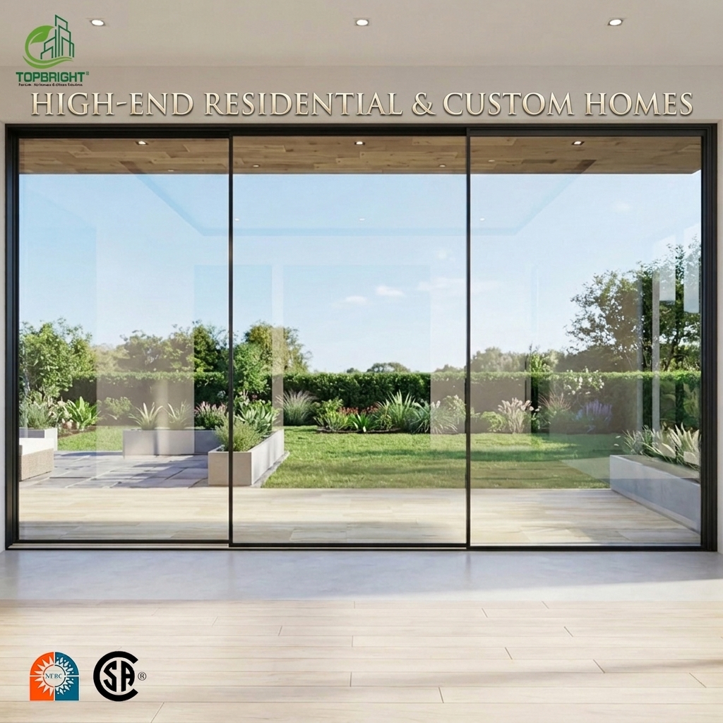 Topbright Custom Double Glazed Thermal Break Glass Doors Modern Minimalist Slim Frame Aluminum Sliding Doors for Luxury Homes