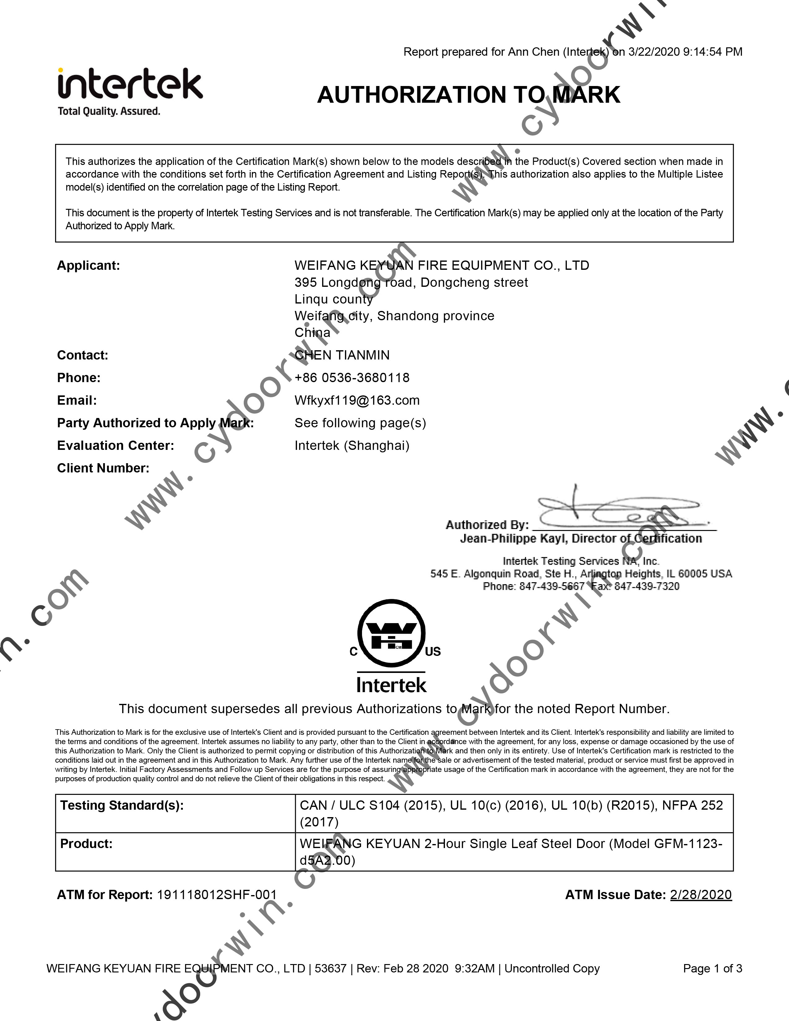 Certification