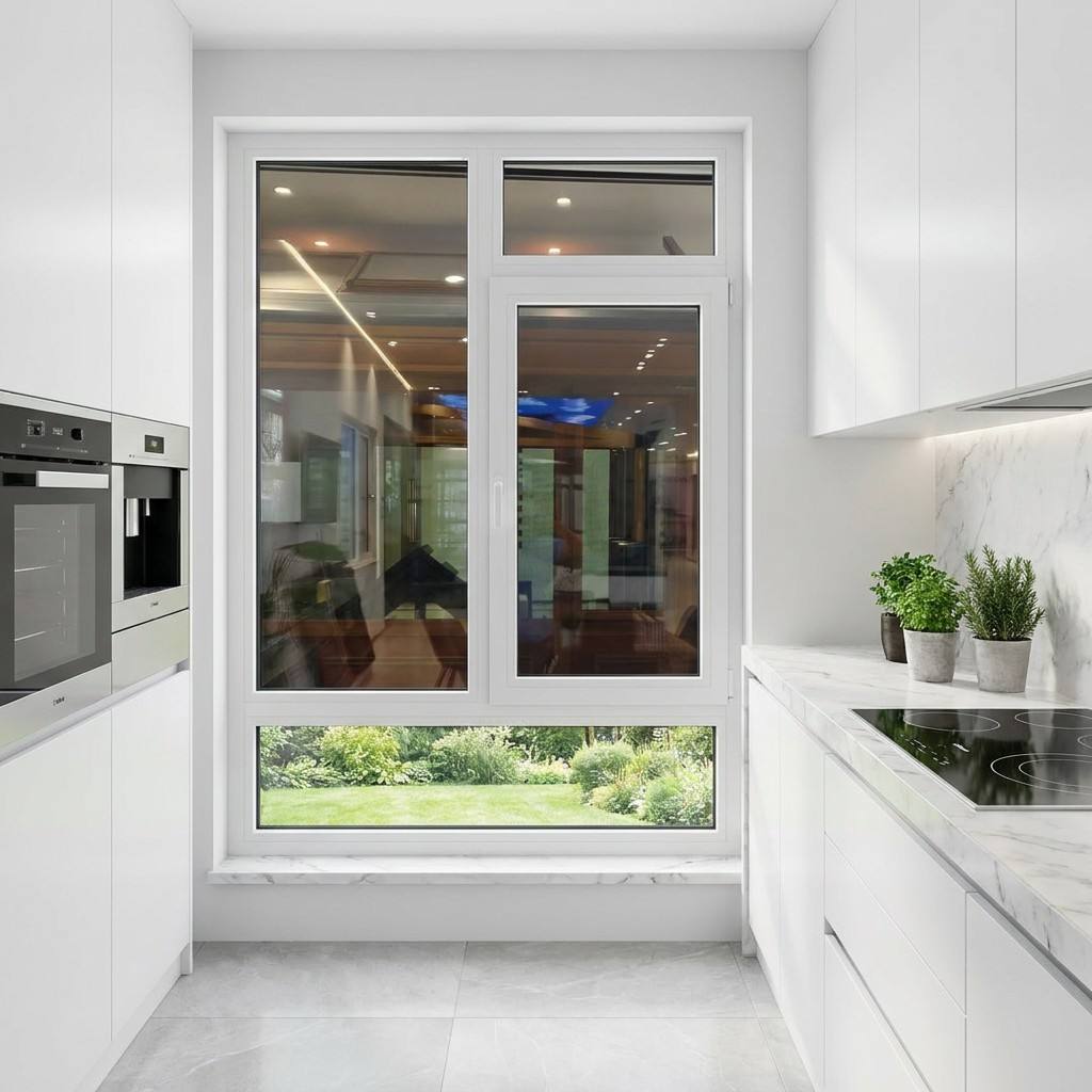 HUACAI French Style Aluminum Casement Window with Grill Design Soundproof Double Glass Swing Window for House