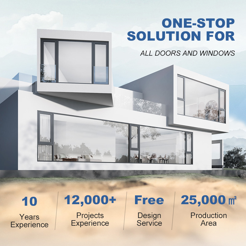 Modern Double Glazed Horizontal Sliding Stacking Commercial Exterior Windows Black Aluminum Frame Waterproof Heat Insulation