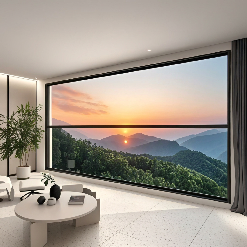 Black Aluminum Alloy Smart Electric Lifting Sliding Window Large Glass Roof Window for House