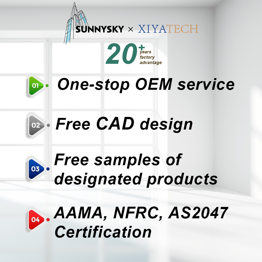 Sunnysky French Casement Window AAMA Standard Glass Hurricane Proof Premium Villa House Courtyard Ways