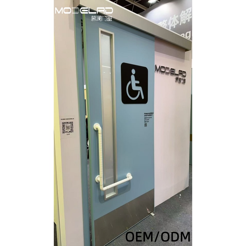 Heavy Duty Hospital Sliding Door Barrier-Free Accessible Aluminum Wood Commercial Door for Nursing Home Clinic Disabled Toilet