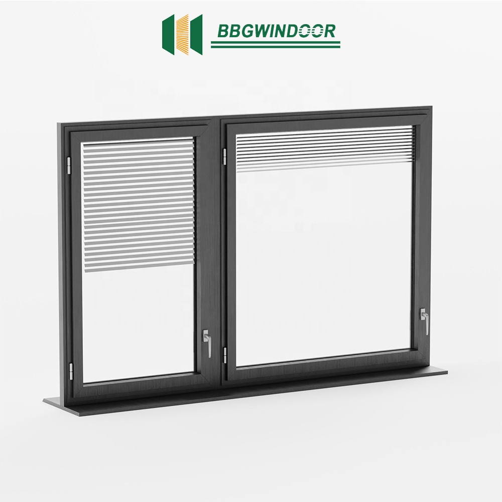 Lukliving Aluminium Glass Casement Windows With Inserted Blinds Built-in Blinds Privacy Design