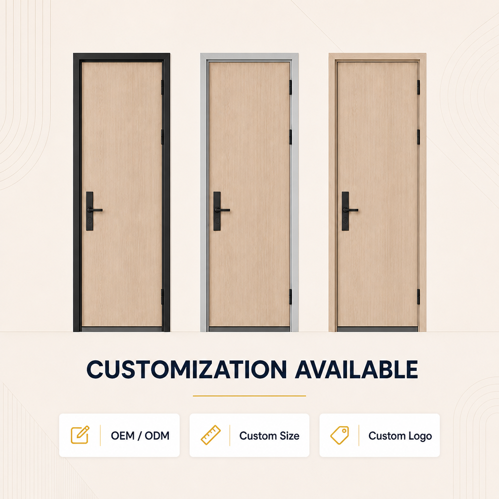 Factory Supply Wood Aluminum Door Superior Waterproof and Fireproof with Laminated Panel for Bedroom Project and Dormitory
