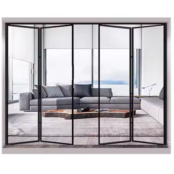 Customizable Aluminium Folding Glass Doors Single Glazed Interior Bifold for Kitchen Easy Installation Various Types Foldable