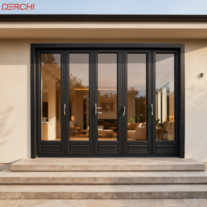 DERCHI Custom Security Bifold Double Tempered Glass Door