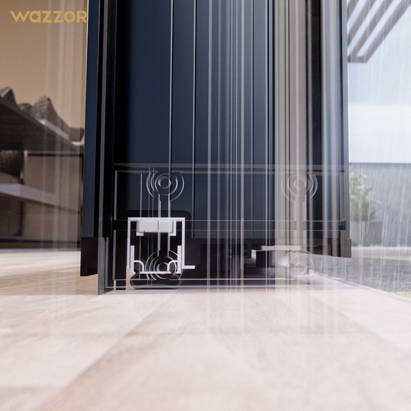 WAZZOR NFRC Certified UV Resistant Anti Fading Powder Coated Aluminum Glass Pivot Door for Sunny Arizona Home