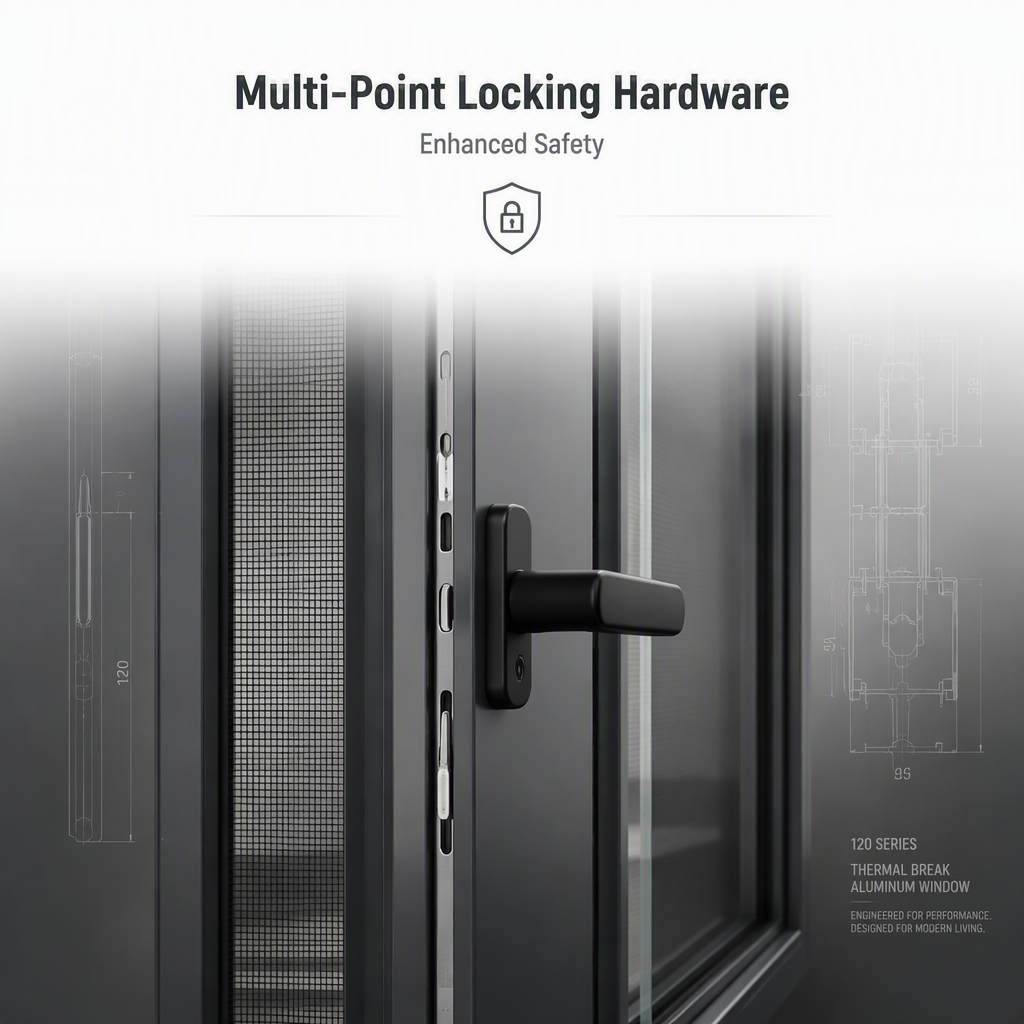120 Series Casement Window Thermal Break Aluminum Magnesium Alloy Fixed Center Sash Double Side Opening Top Hung Inward Tilt