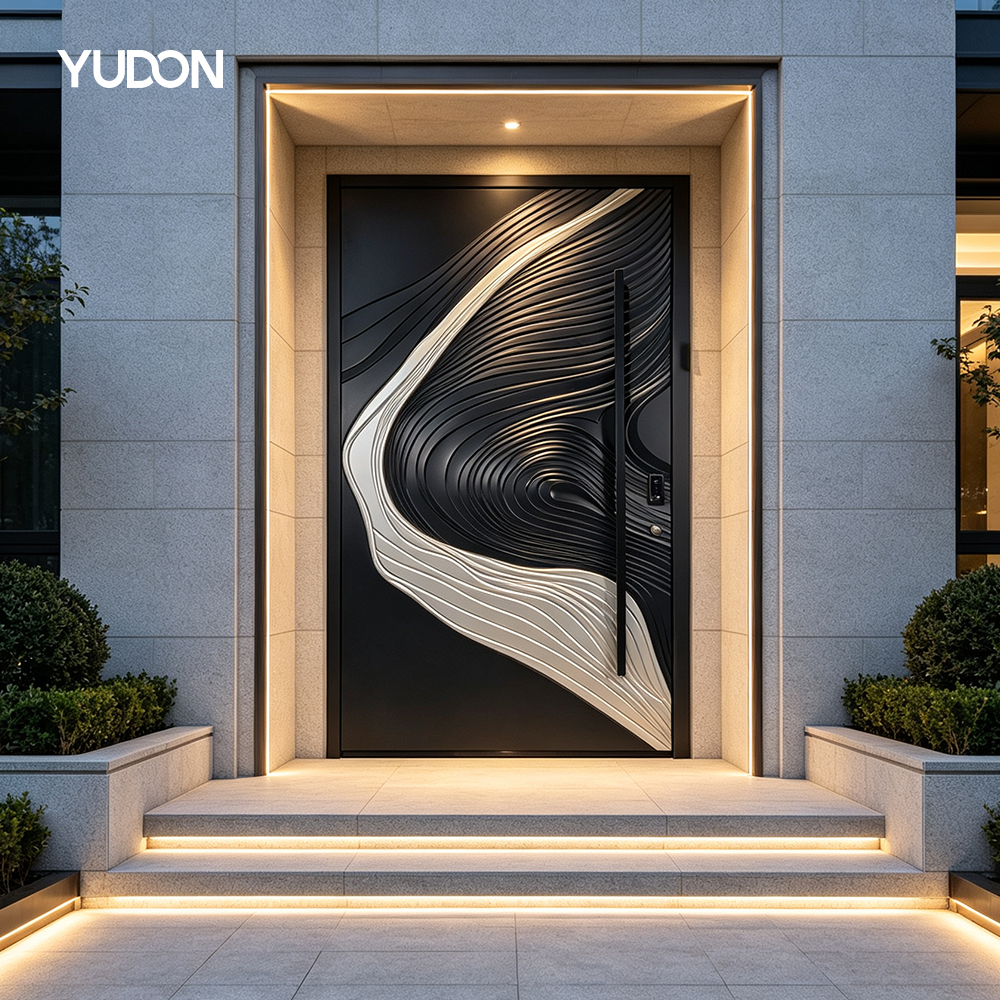 YUDON DOOR Bullet Proof Pivot Door with Frame Cast Aluminum Scratch Resistant Heavy Duty Front Doors for Houses Villas Building