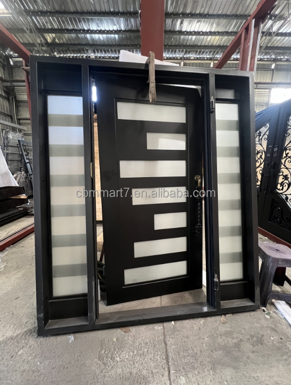 CBMmart Exterior Residential Front Door Wrought Iron Doors Security Door Gates Custom Glass For Houses