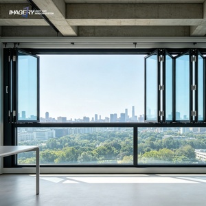 Modern Aluminum Folding Window Double Glazed Glass Soundproof Bifold Opening for Kitchen Shop Balcony